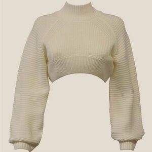 Cream Crop Mock Neck Sweater